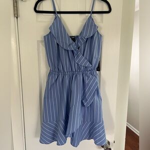 Express Blue and White Striped vacation mini dress